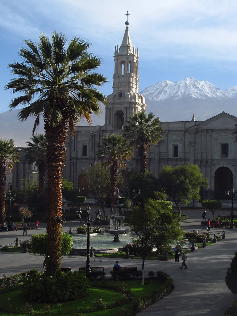 Arequipa Cathedral and Plaza de Armas beneath the Andes, Peru