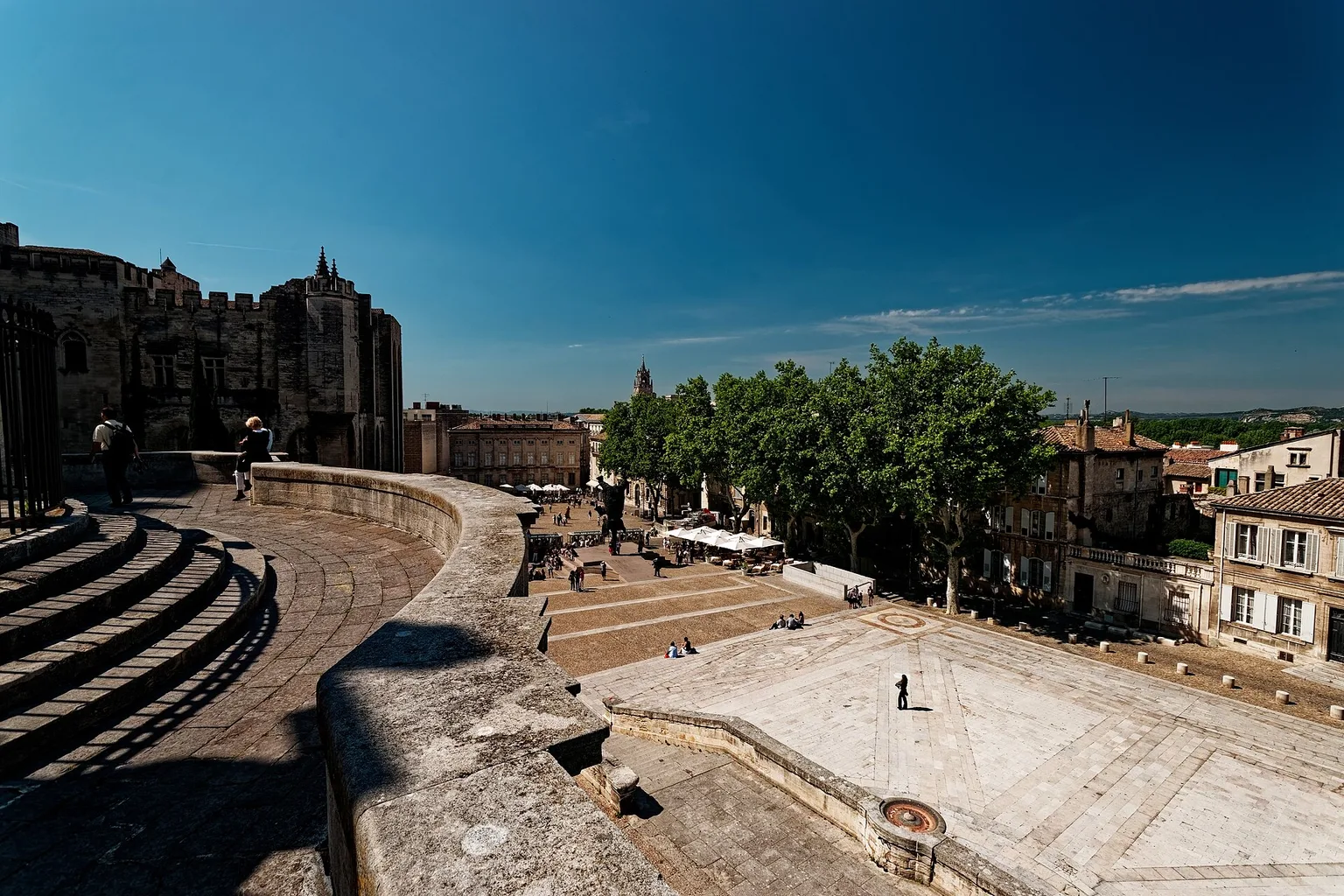 Place du Palais seen from above in Avignon, France