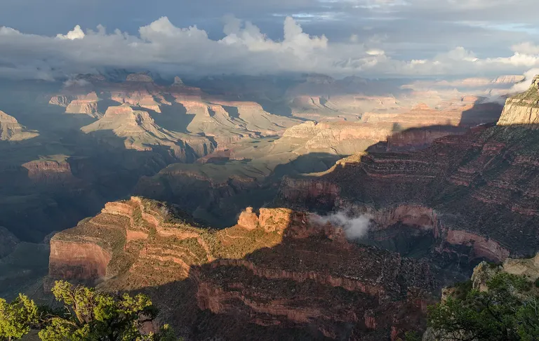 Evening light across the Grand Canyon in the United States